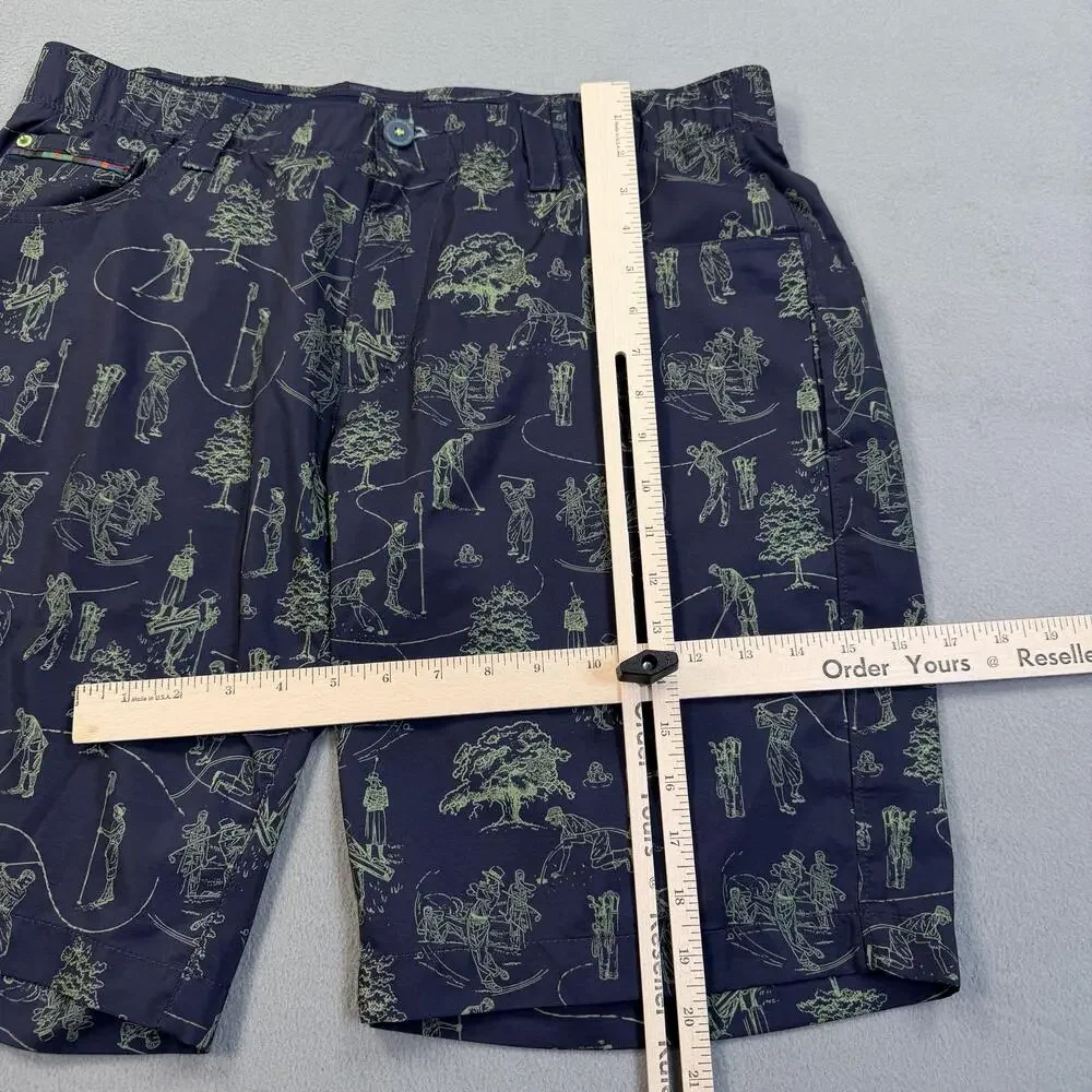 William Murray Golf Shorts Mens 34 Blue Golf Print Straight Fit Stretch
